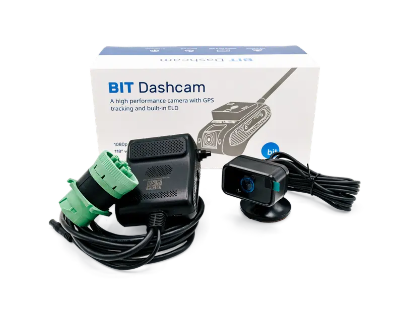The BIT Dashcam kit beside its box