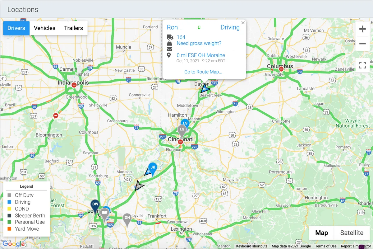 Map of Blue Ink Tech customer GPS activity across the continental United States